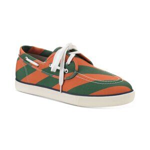 Club Room Mens Green Striped Royce Lace-up Boat Shoe, Size 9.5, NIB